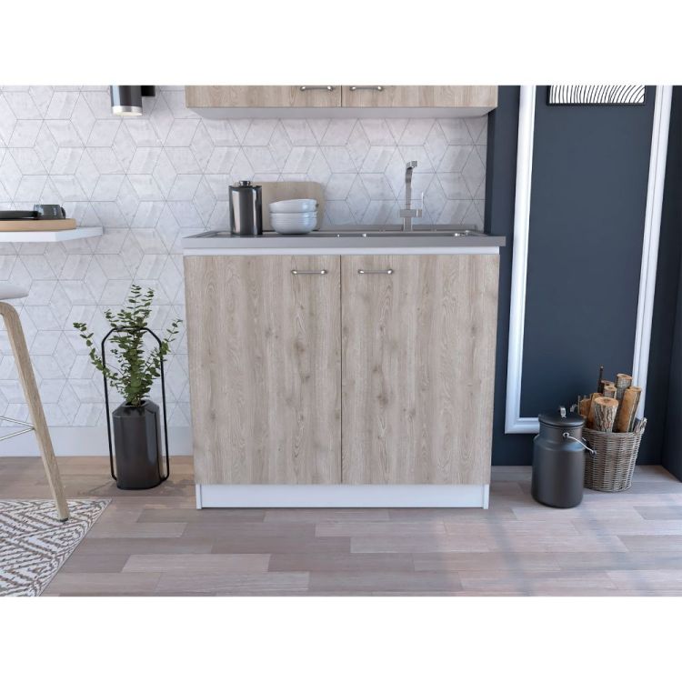 Brookeline Rectangle 2 Door Utility Sink And Cabinet White And Light Gray