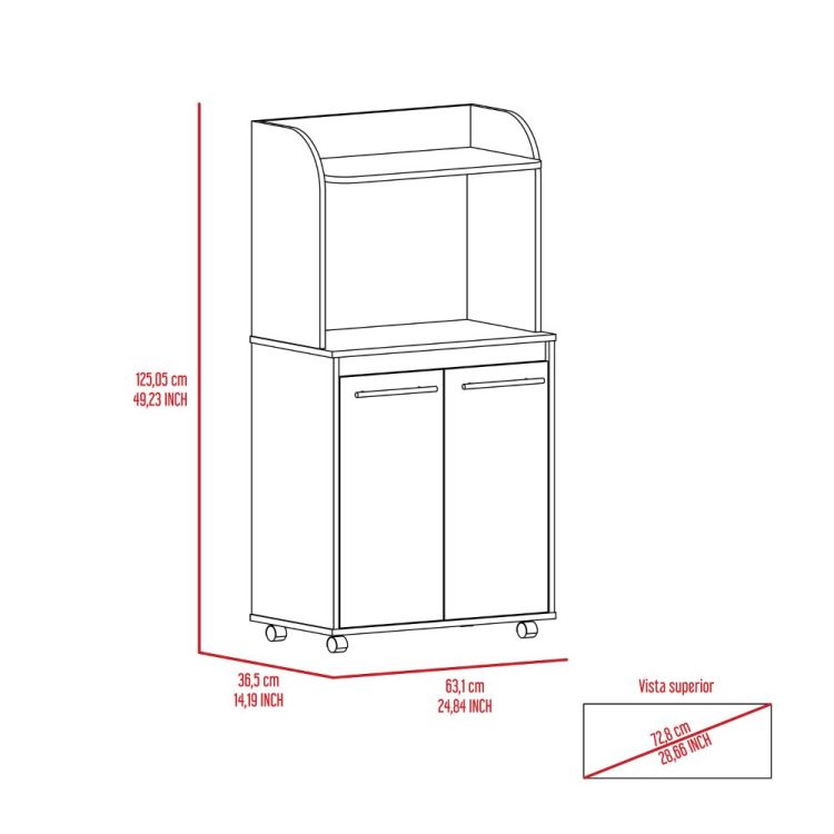 Charlotte 1 Shelf 2 Door Kitchen Pantry White