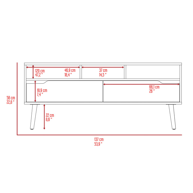 Haven 2 Drawer 3 Shelf Tv Stand Dark Walnut