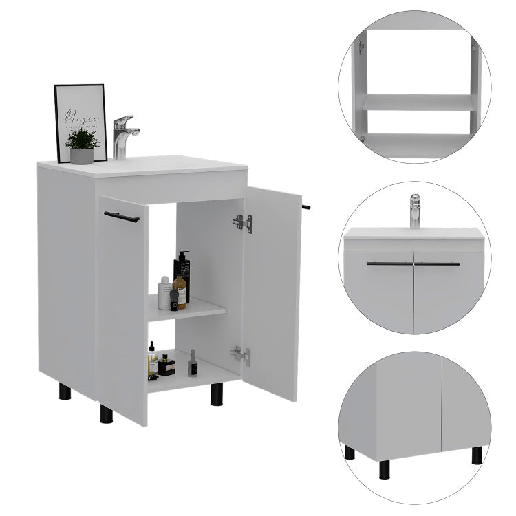 Sienna 2 Door Rectangle Freestanding Vanity Cabinet White