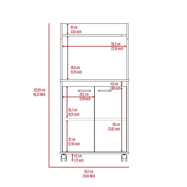 Charlotte 1 Shelf 2 Door Kitchen Pantry White