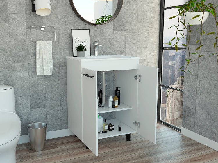 Sienna 2 Door Rectangle Freestanding Vanity Cabinet White