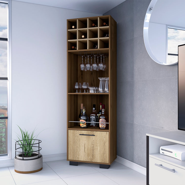 Jackson 12 Bottle 2 Shelf 1 Drawer Bar Cabinet Mahagony And Macadamia