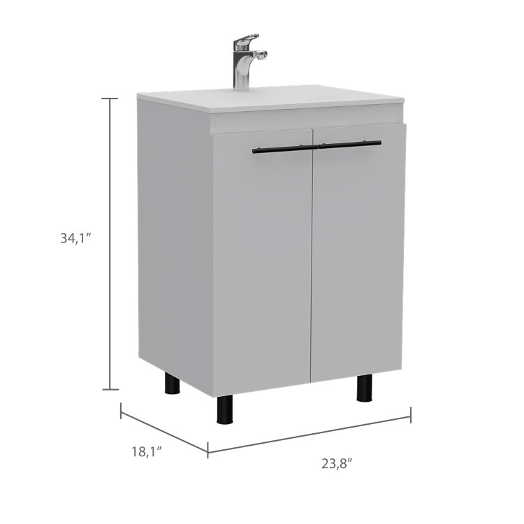 Sienna 2 Door Rectangle Freestanding Vanity Cabinet White