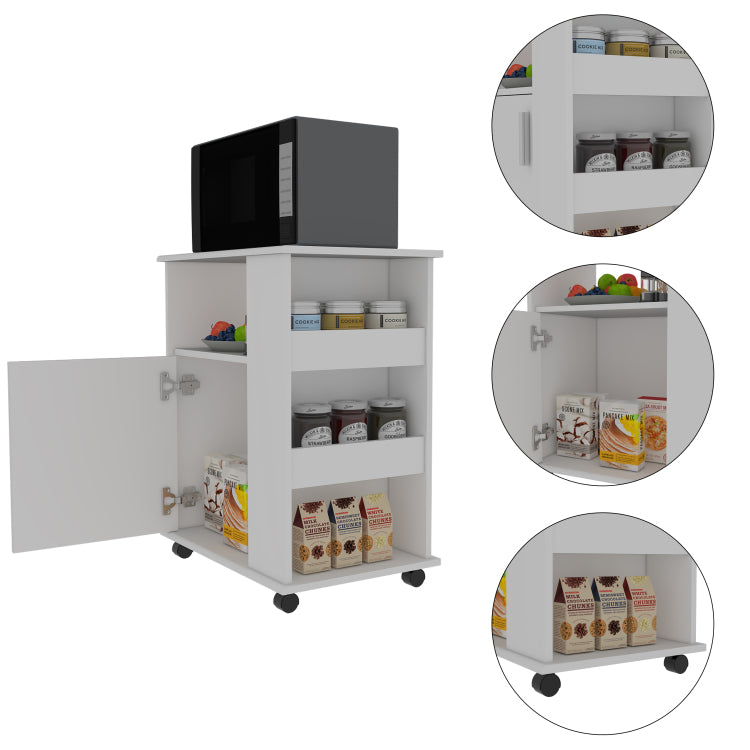 Correy 4 Shelf Microwave Cabinet With Caster White