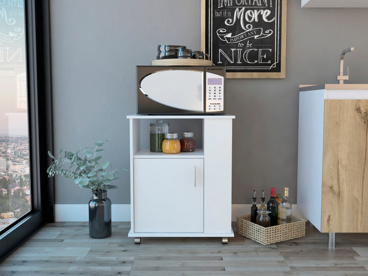 Correy 4 Shelf Microwave Cabinet With Caster White