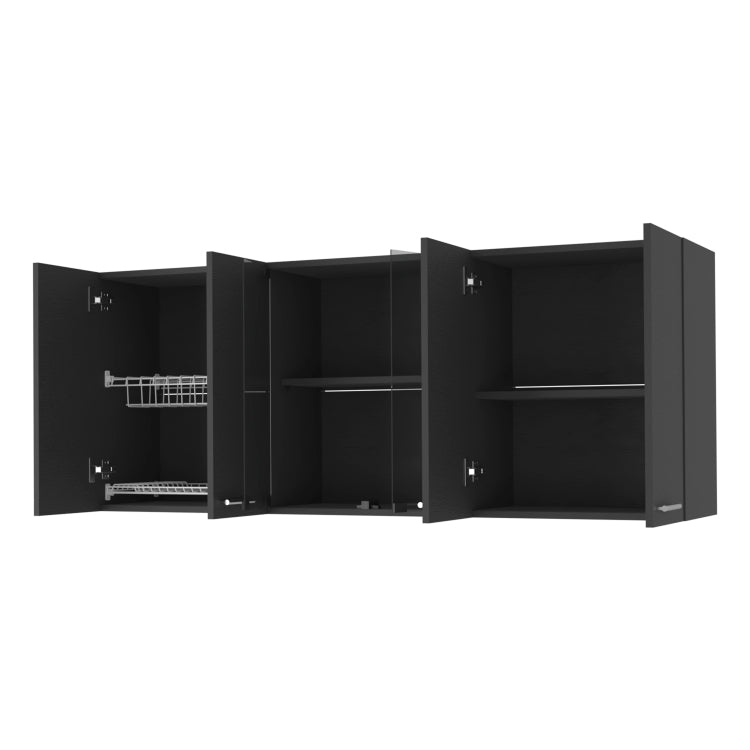 59 Inch Two Center Glass Doors Wall Cabinet Wenge