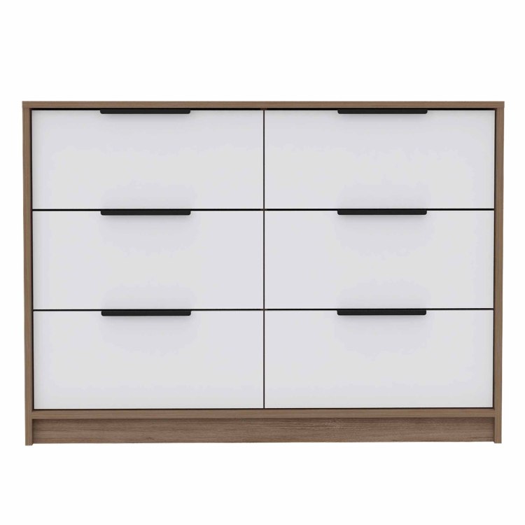Longhill 6 Drawer Rectangle Dresser Pine And White