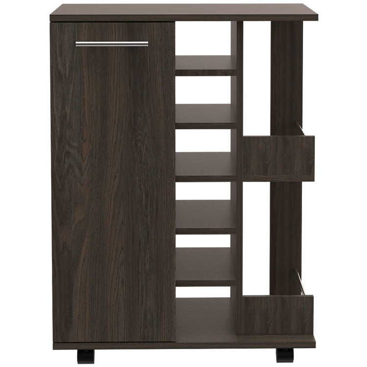 Bartlet 2 Shelf 6 Bottle Bar Cart With Division Carbon Espresso
