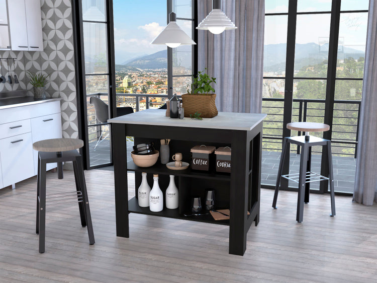3 Shelf Kitchen Island Wenge And Ibiza Marble