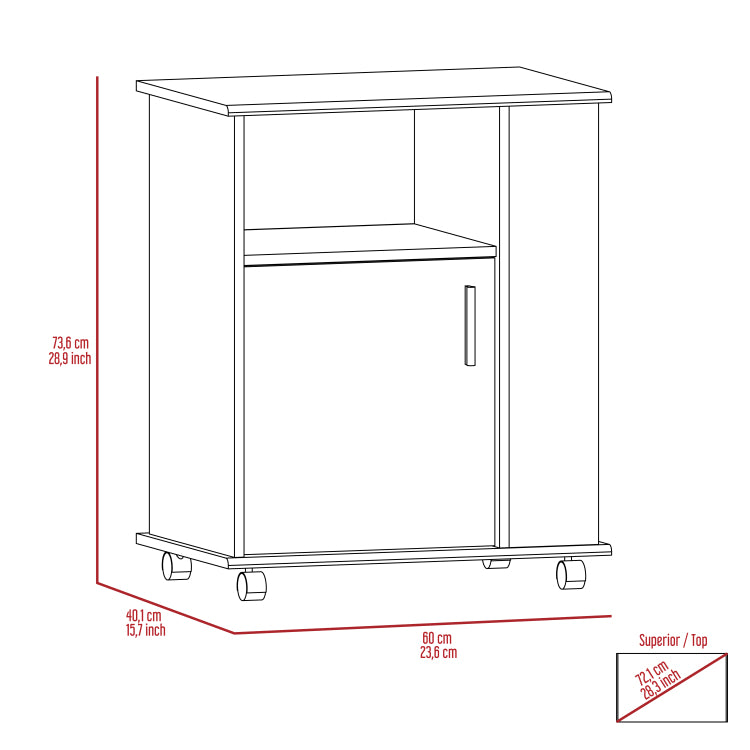 Correy 4 Shelf Microwave Cabinet With Caster White