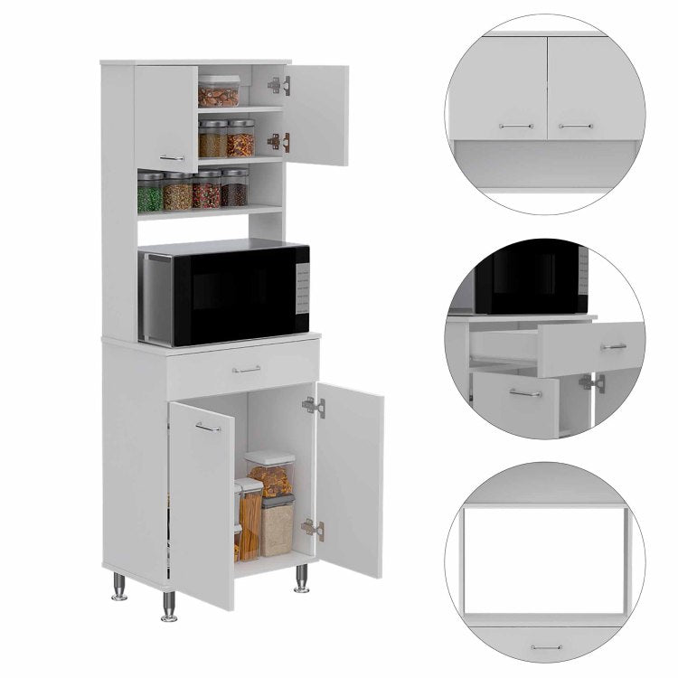 Santa Maria 1 Drawer 1 Shelf Area Pantry With Adjustable Metal Legs White