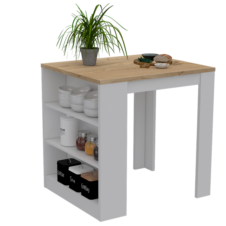 Elkins 3 Drawer Kitchen Island White And Pine