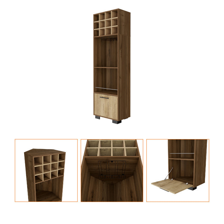 Jackson 12 Bottle 2 Shelf 1 Drawer Bar Cabinet Mahagony And Macadamia