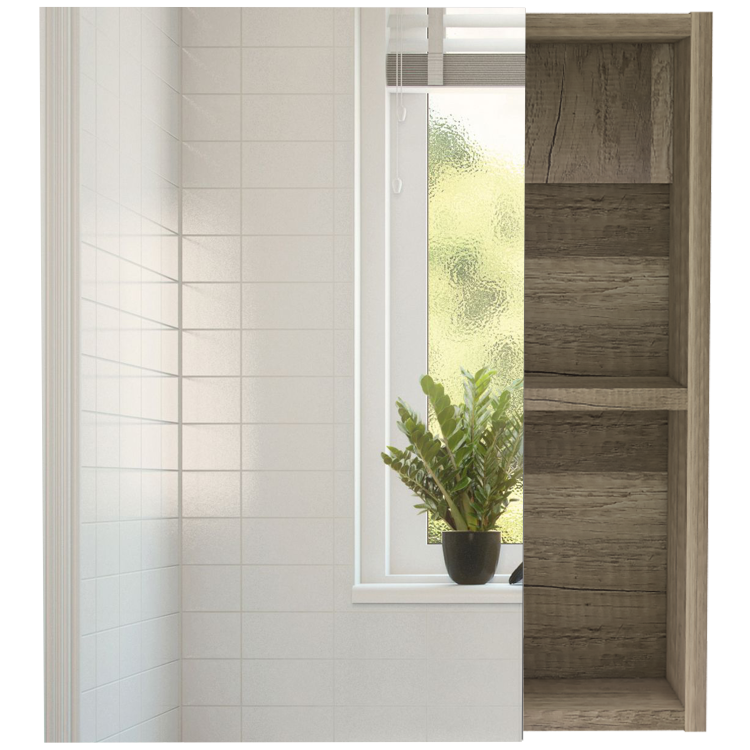Whirlwind 1 Shelf Rectangle Medicine Cabinet With Mirror Light Oak