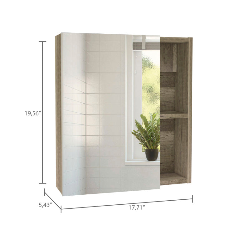 Whirlwind 1 Shelf Rectangle Medicine Cabinet With Mirror Light Oak