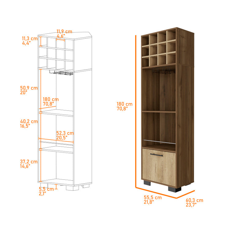 Jackson 12 Bottle 2 Shelf 1 Drawer Bar Cabinet Mahagony And Macadamia