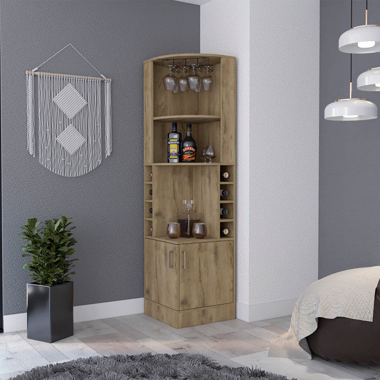 Macadamia 8 Bottle 2 Shelf Bar Cabinet