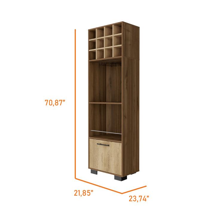 Jackson 12 Bottle 2 Shelf 1 Drawer Bar Cabinet Mahagony And Macadamia