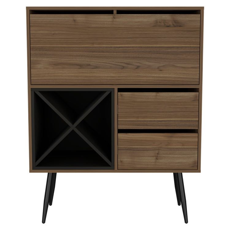 Wenge 4 Bottle 2 Drawer Bar Cabinet Mahogany And