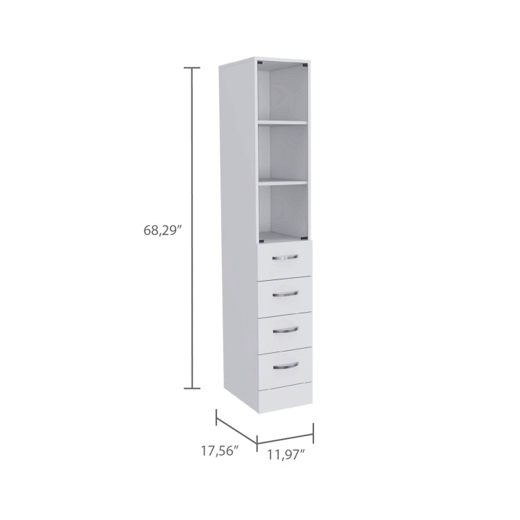 White 3 Drawer 3 Shelf Linen Cabinet