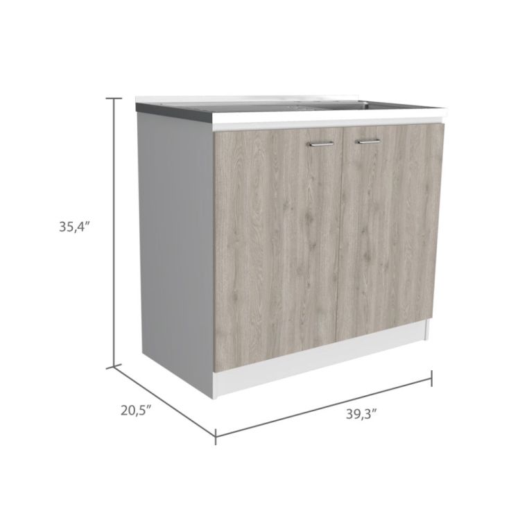 Brookeline Rectangle 2 Door Utility Sink And Cabinet White And Light Gray