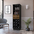 Wenge And Walnut 12 Bottle 2 Drawer 1 Shelf Bar Cabinet
