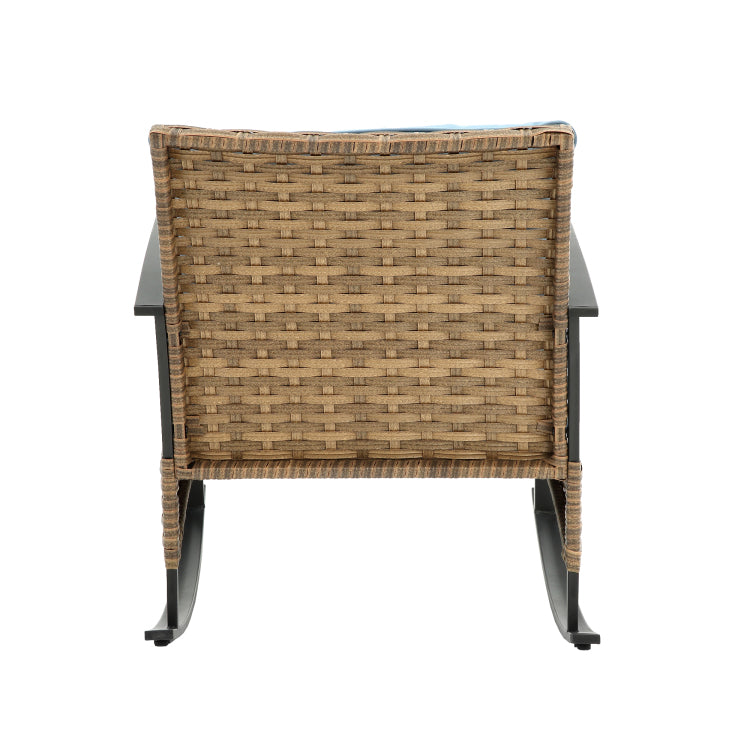 3Pcs Rocking Rattan Set Wholesale Leisure Chair Outdoor Rattan Rocking Chair Set Grey