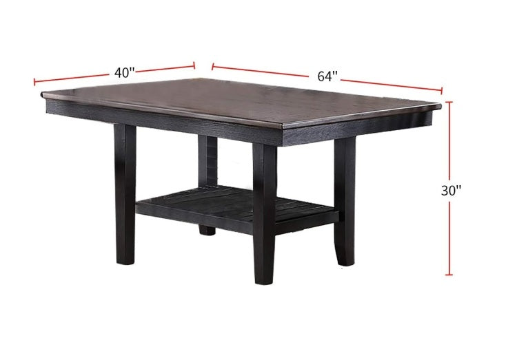 1Pc Dining Table Dark Coffee Finish Kitchen Breakfast Dining Room Furniture Table W Storage Shelve Rubber Wood