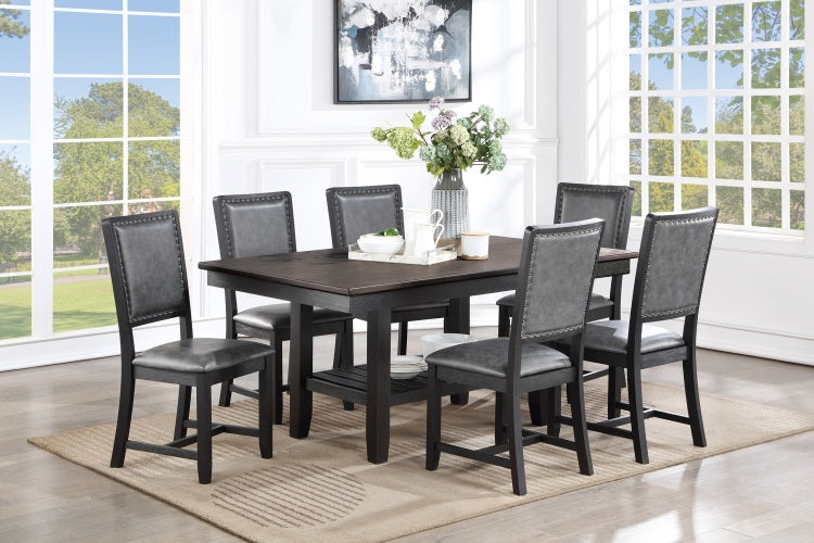 1Pc Dining Table Dark Coffee Finish Kitchen Breakfast Dining Room Furniture Table W Storage Shelve Rubber Wood