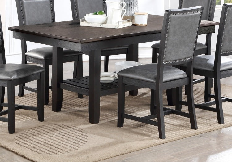 1Pc Dining Table Dark Coffee Finish Kitchen Breakfast Dining Room Furniture Table W Storage Shelve Rubber Wood