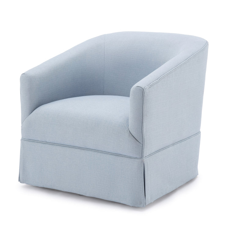 Earl Sky Blue Skirted Swivel Chair