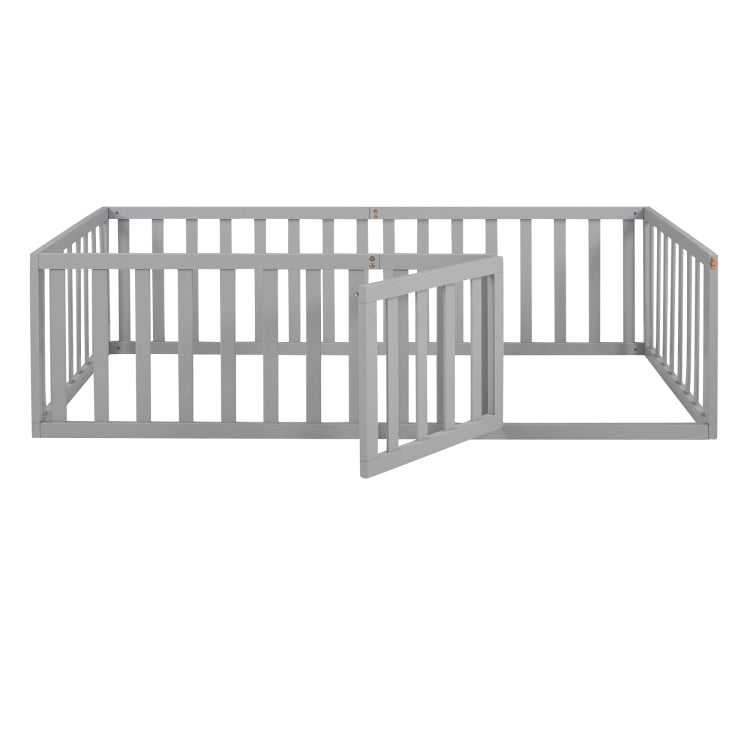 Twin Size Wood Daybed Frame With Fence, Gray Old Sku :Wf289661Aae