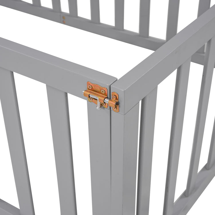 Twin Size Wood Daybed Frame With Fence, Gray Old Sku :Wf289661Aae
