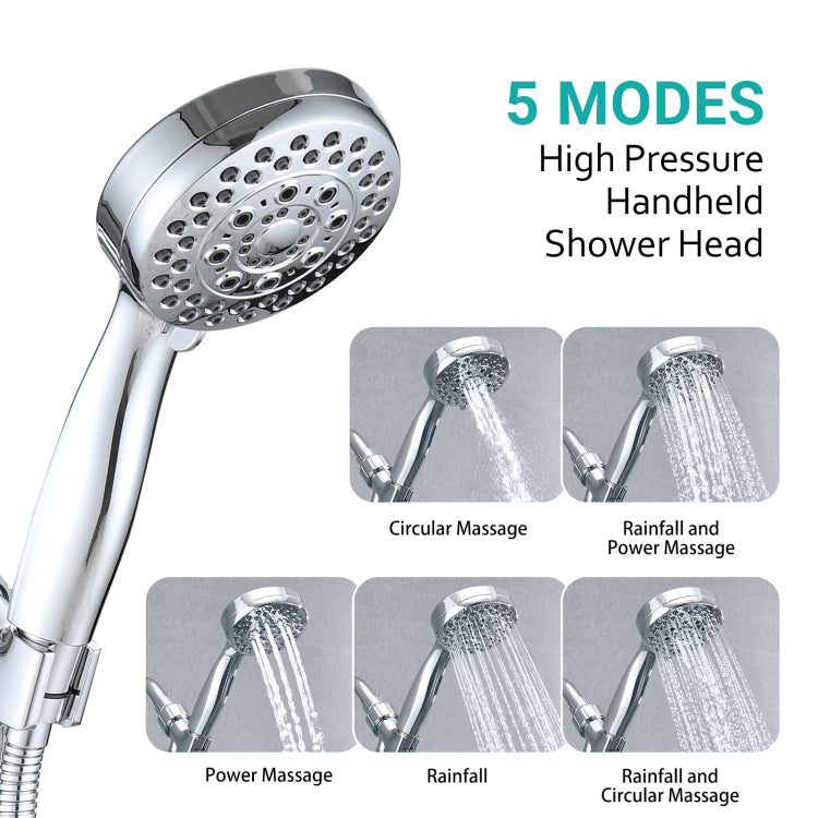5 Mode Adjustable Settings Handheld Shower Head With Hose High Pressure Shower Heads
