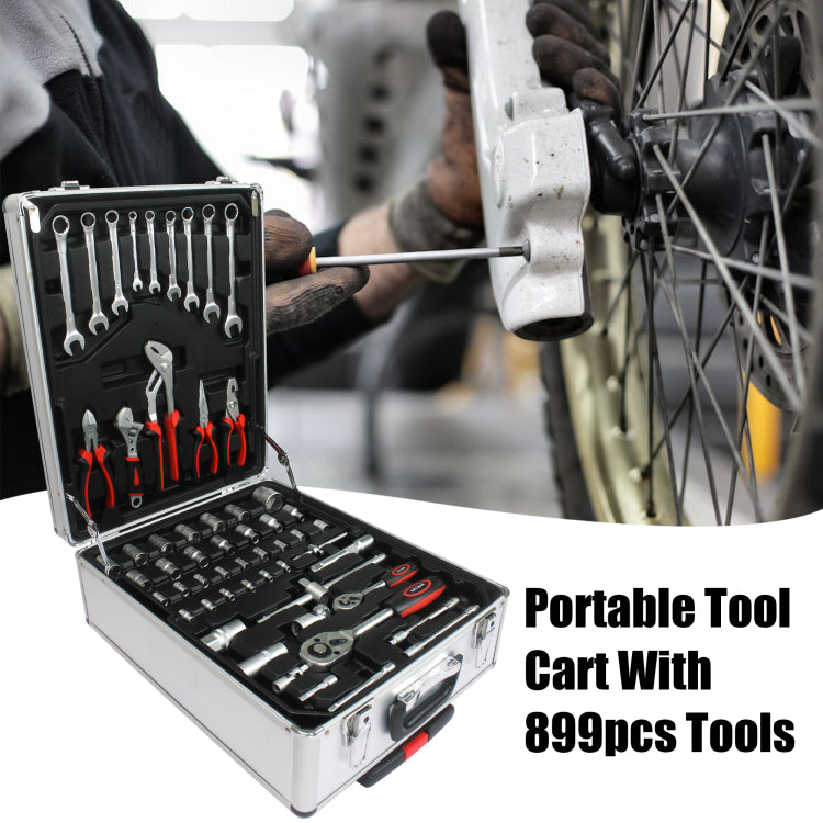 899Pcs Home Repair Tool Set Kit, Toolbox Storage Case With 4 Drawers, General Household Tool Kit With Rolling Tool Box, Tool Set Kit For Maintenance, Garden, Homeowner, Handyman Silver