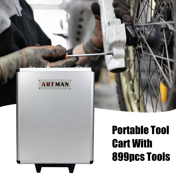 899Pcs Home Repair Tool Set Kit, Toolbox Storage Case With 4 Drawers, General Household Tool Kit With Rolling Tool Box, Tool Set Kit For Maintenance, Garden, Homeowner, Handyman Silver
