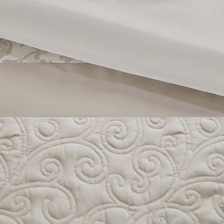 Embroidered 8 Piece Comforter Set Neutral Queen