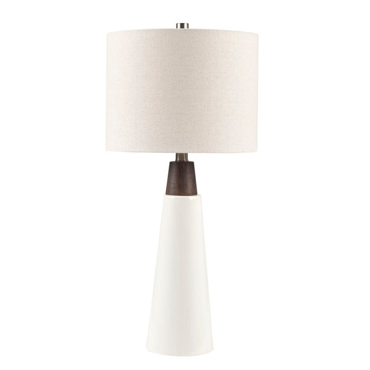 Triangular Ceramic And Wood Table Lamp