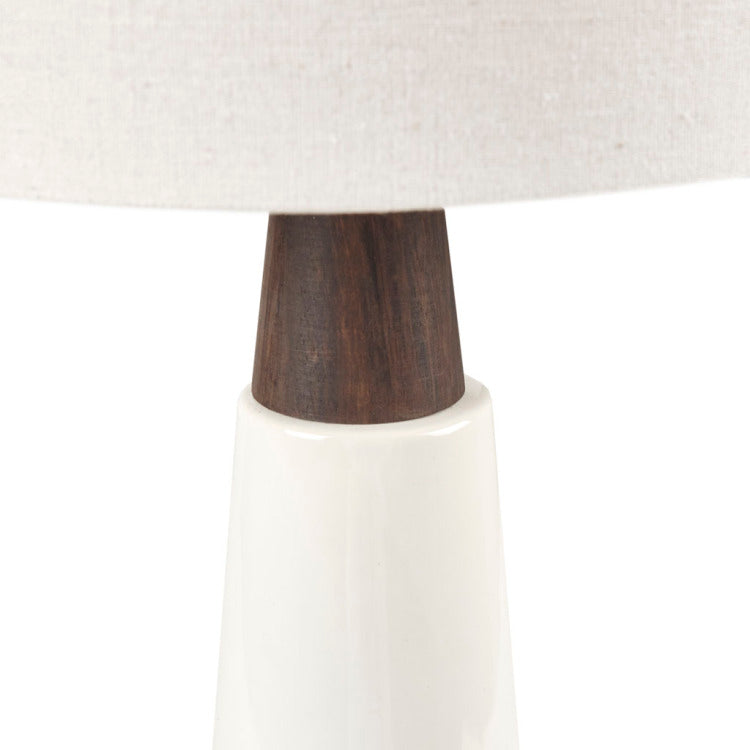 Triangular Ceramic And Wood Table Lamp