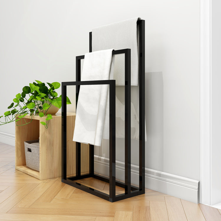 Metal Freestanding Towel Rack 3 Tiers Hand Towel Holder Organizer For Bathroom Accessories, Black