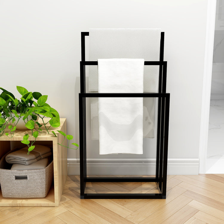 Metal Freestanding Towel Rack 3 Tiers Hand Towel Holder Organizer For Bathroom Accessories, Black