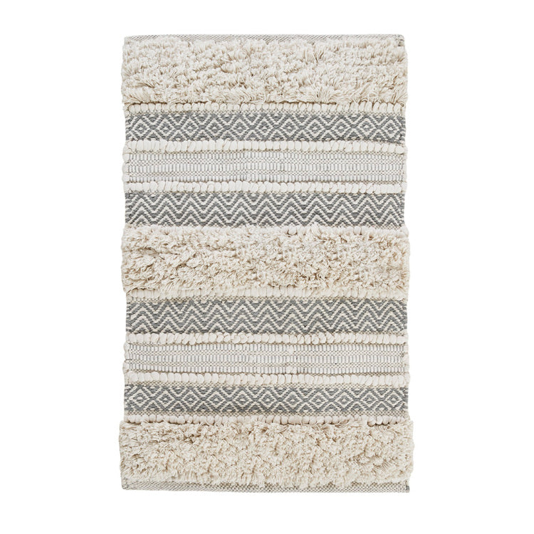 Woven Texture Stripe Bath Rug Grey 20X32"