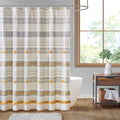 Cotton Stripe Printed Shower Curtain With Tassel