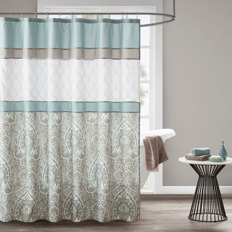 Printed And Embroidered Shower Curtain