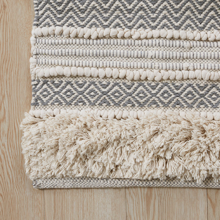 Woven Texture Stripe Bath Rug Grey 20X32"