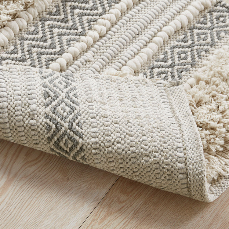 Woven Texture Stripe Bath Rug Grey 20X32"