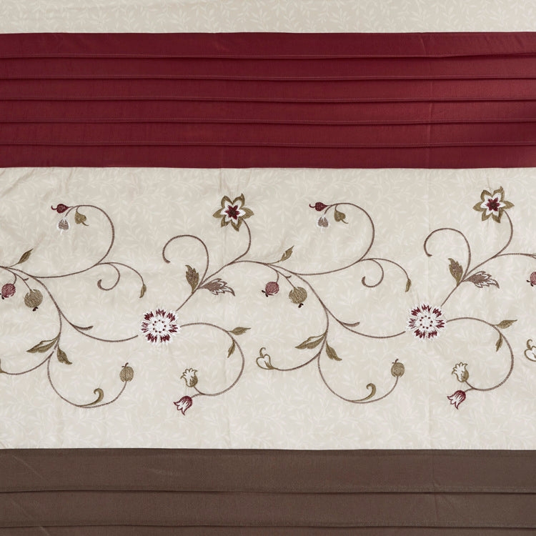 Faux Silk Embroidered Floral Shower Curtain