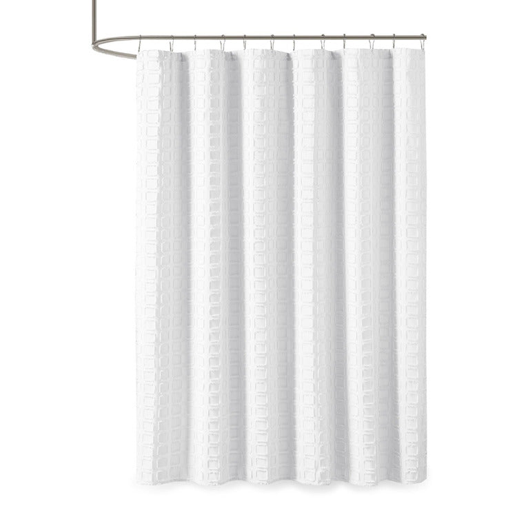 Woven Clipped Solid Shower Curtain