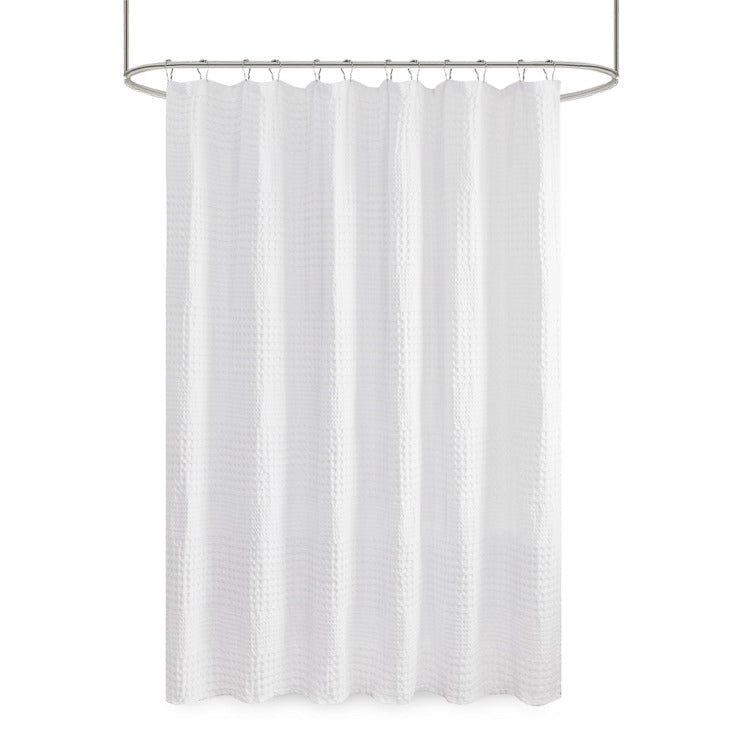 Super Waffle Textured Solid Shower Curtain